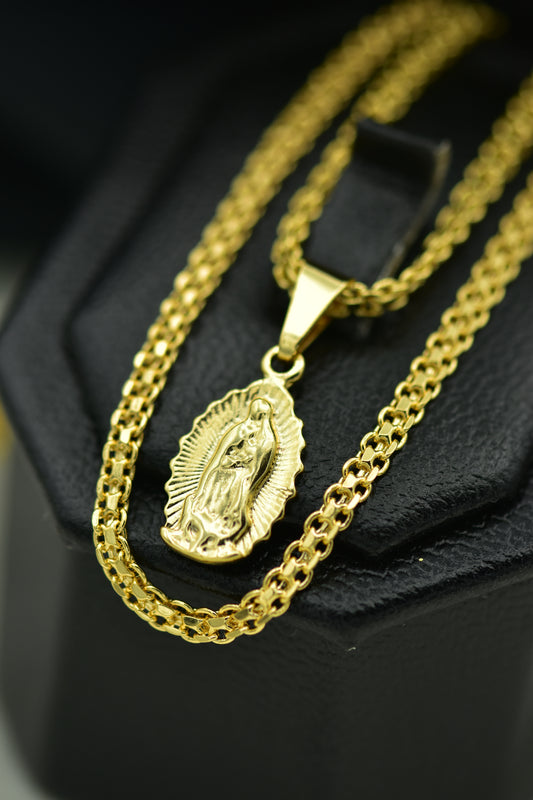 Cadena Tejido Chino + Virgen de Guadalupe