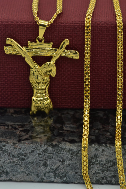Cadena Tejido Chino + Cristo